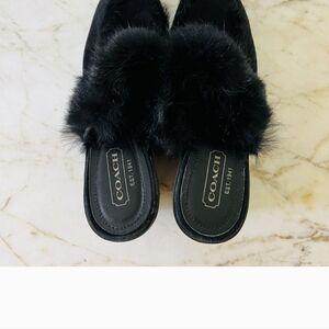 Coach Kaela Fur Wedge Mules